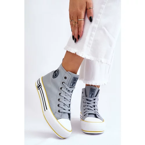 Big Star Women's High Textile Platform Sneakers LL274188 Light Blue