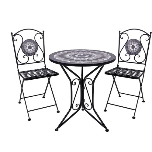 Garden Pleasure Crni metalni vrtni blagovaonski set za 2 osobe Jalua &amp;ndash; Slike
