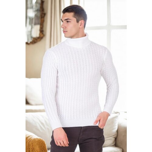 Dewberry 19295 Turtleneck Mens Sweater-WHITE Slike