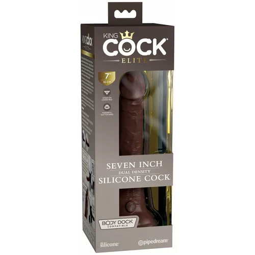 King Cock Elite 7" Silicone Dual Density Cock Brown