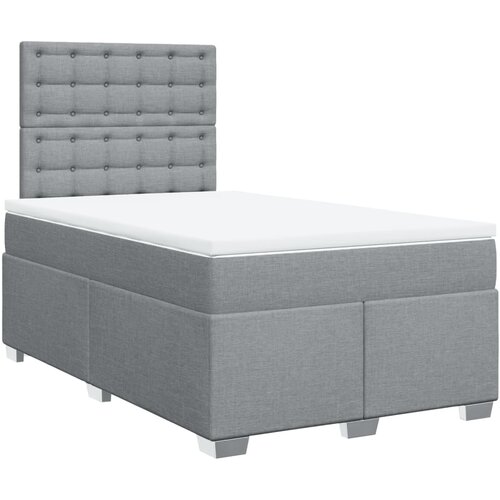 VidaXL Box spring postelja z vzmetnico svetlo siva 120x200 cm blago, (21307903) Slike