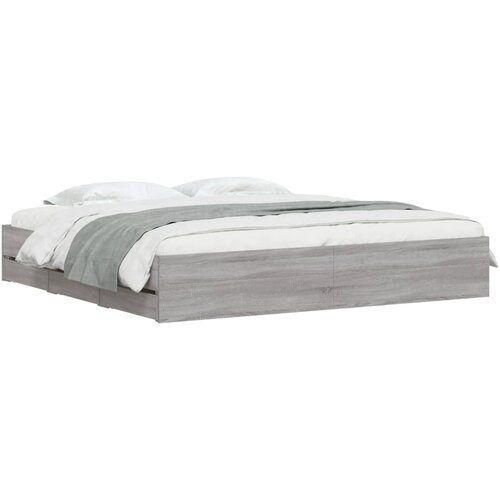  Okvir za krevet s ladicama boja hrasta 160x200 cm drveni Siva 160 x 200 cm Slike