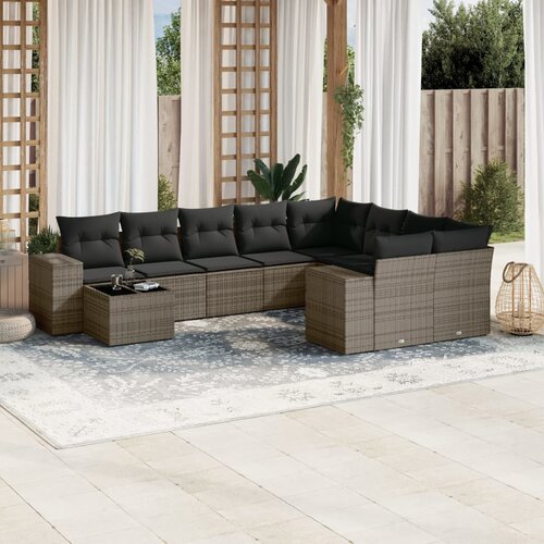  10-dijelni set vrtnih sofa od poliratana s jastucima sivi Siva 83 x 62 x 69 cm Cijene