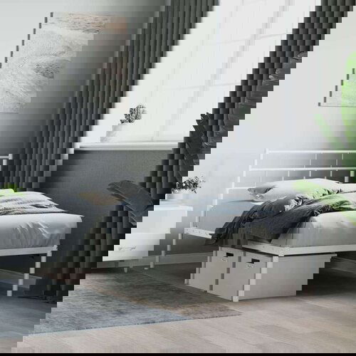 Metalni okvir za krevet s uzglavljem bijeli 75x190 cm Slike