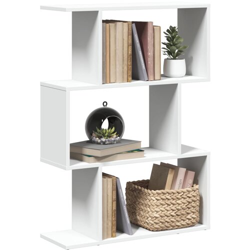 VidaXL Pregrada s knjižno omaro 3-nadst. bela 70x24x97 cm inž. les Slike