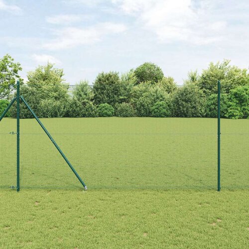 VidaXL Zavarena Ograda Žica sa 13 &amp;Scaron;iljastih Stupova Zelena 1.4x25 m Čelik Slike