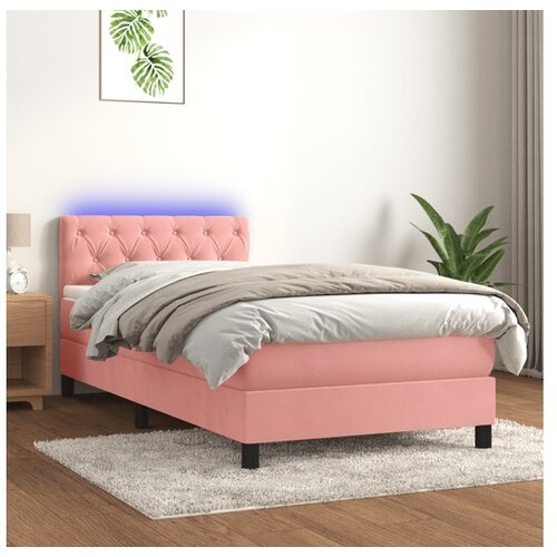 vidaXL Box spring postelja z vzmetnico LED roza 80x200 cm ža Cene