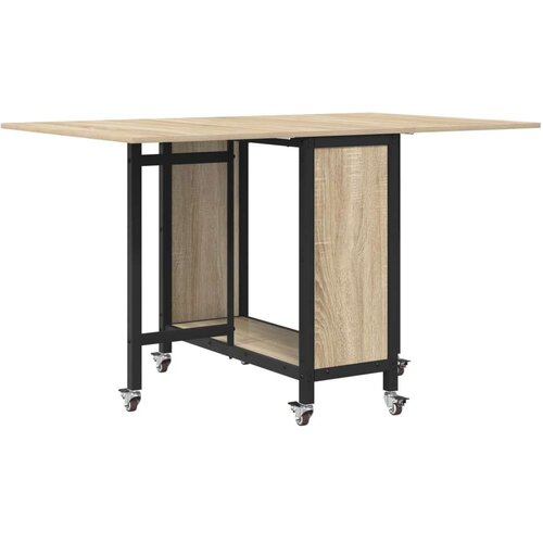  Sklopivi blagovaonski stol s kotačićima 130 x 80 x 76 5 cm - Hrast sonoma Slike