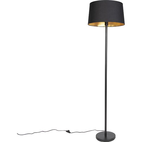 QAZQA Sodobna talna svetilka črna s črno senco 45 cm - Simplo Cene