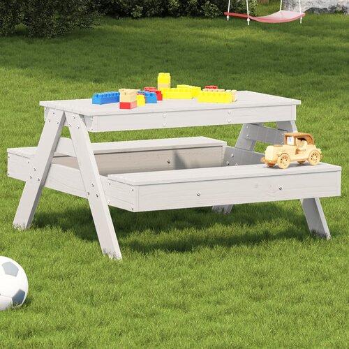  The Living Store Piknik miza za otroke bela 88x97x52 cm trdna borovina - Piknik Miza, (21494095) Cene