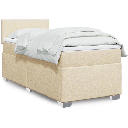 VidaXL Krevet s oprugama i madracem krem 90 x 200 cm od tkanine Slike