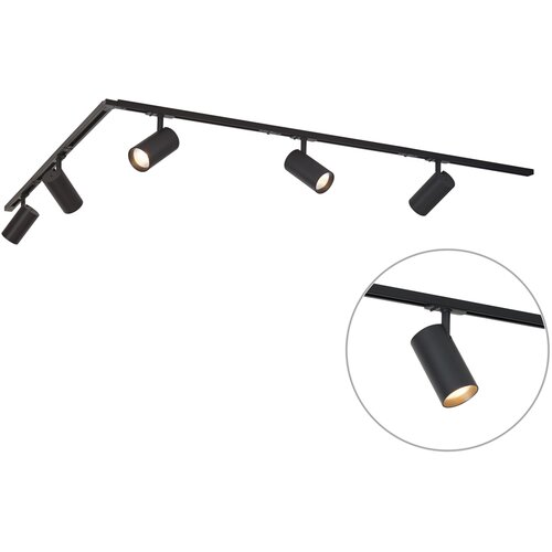 QAZQA Sodobni sistem tirnih svetil s 5 reflektorji črne barve 1-fazni - Iconic Mark Slike