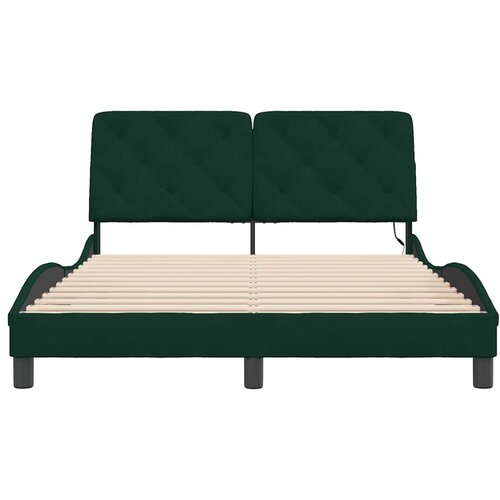  Okvir kreveta s LED-om bez madraca tamnozeleni 140x190 cm bar&amp;scaron;unasti Slike