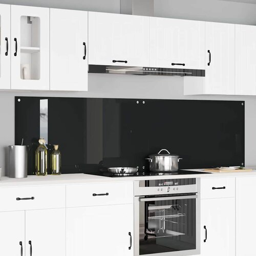  Kuhinjski zid 2 pcs Crna 110 x 60 cm Staklo otporno na udarce Slike