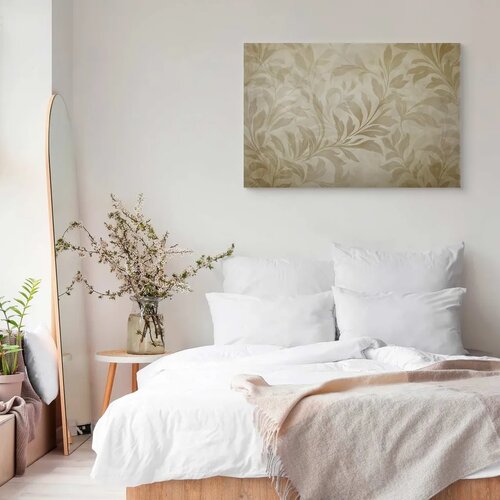  Slika - Botanical Motif with Leaves and Vines in Sand Colors 30x20 Akustična Slike