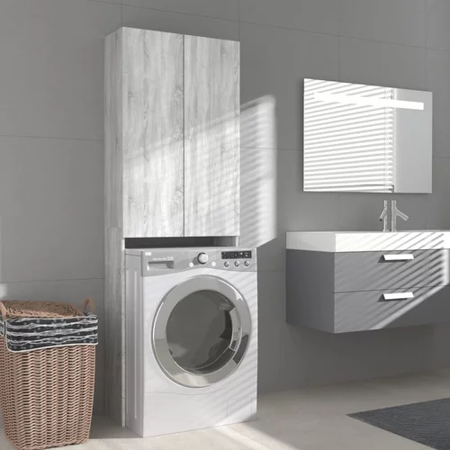 vidaXL omara za pralni stroj siva sonoma 64x25,5x190 cm