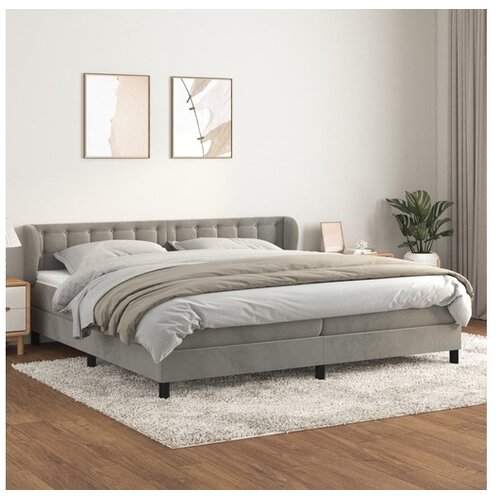  Box spring postelja z vzmetnico svetlo siva 200x200 cm žamet Cene