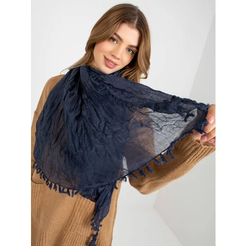 Fashion Hunters Dark blue women's scarf with pleated