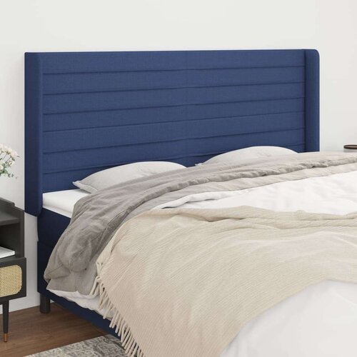  Uzglavlje s u&amp;scaron;ima plavi 203x16x118/128 cm od tkanine Slike