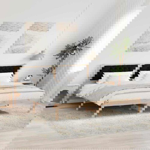 vidaXL Konstrukcija postelje z vzglavjem Črna 160 x 200 cm blago Cene