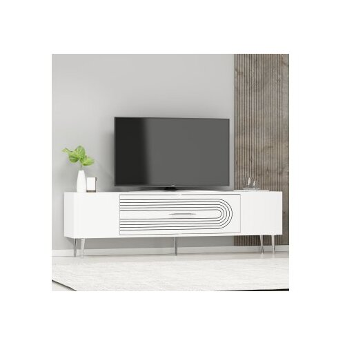 Hanah home Hanah Kućni TV komoda Dekol3, 150x48,2x29,6 cm, Bijelo-srebrna Cene