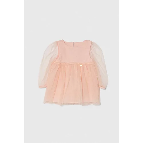 Jamiks Dječja pamučna haljina boja: ružičasta, mini, širi se prema dolje
