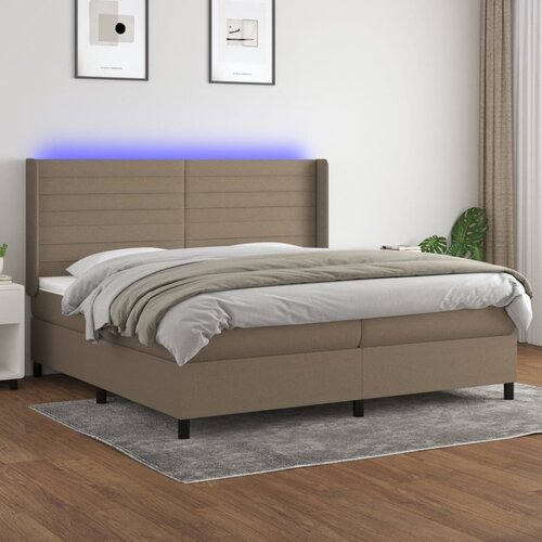  Krevet box spring s madracem LED smeđesivi 200x200 cm tkanina Cijene