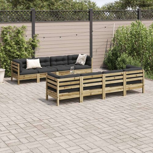  9-dijelni set vrtnih sofa s jastucima od impregnirane borovine Slike