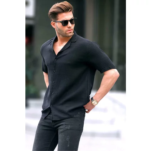 Madmext Men's Black Short Sleeve Shirt 6706