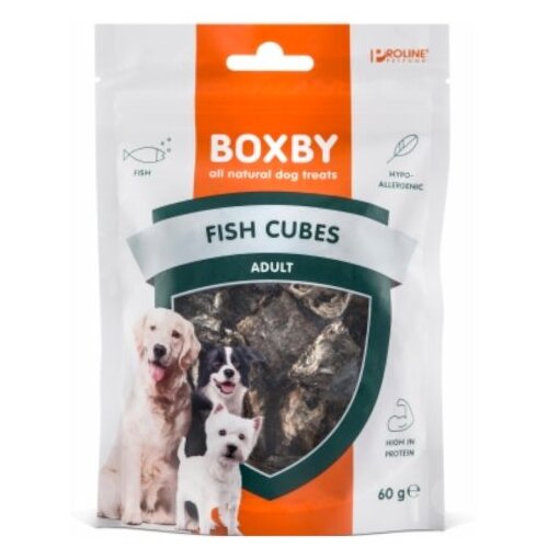 Boxby Poslastica za pse Adult Kockice Riba, 60 g Slike