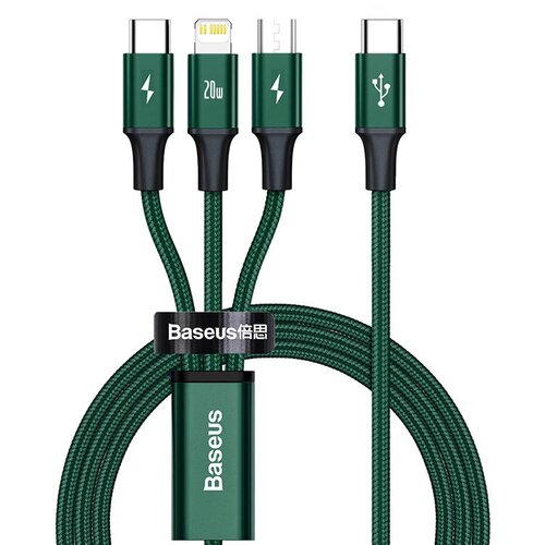 Baseus Rapid Series 3-v-1 kabel USB-C za M+L+T 20W 1,5 m (zelen), (20627364) Cene