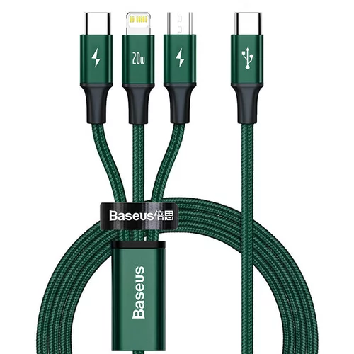 Baseus Rapid Series 3-v-1 kabel USB-C za M+L+T 20W 1,5 m (zelen), (20627364)