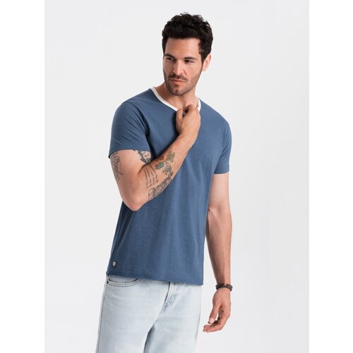 Ombre Men's T-shirt with raw finish - dark blue Cene