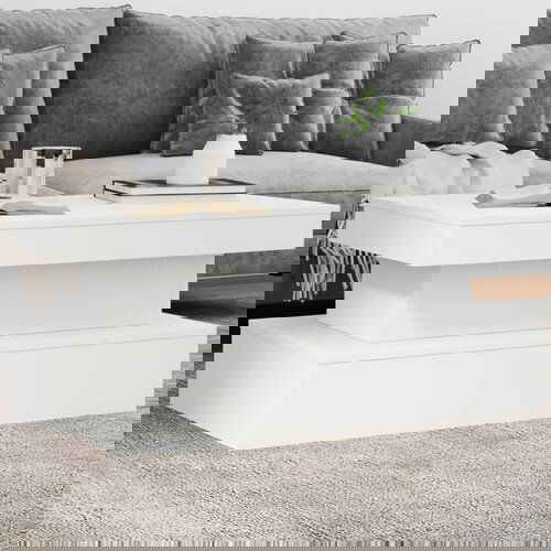 vidaXL Stolić za kavu s LED svjetlima bijeli 90 x 50 x 40 cm Cijene