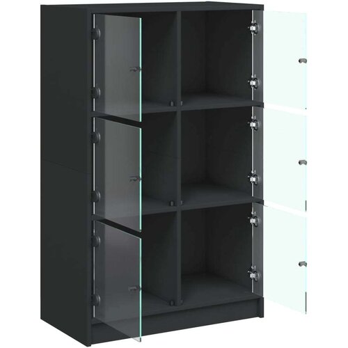  Visoka omara z vrati črna 68x37x109 cm inženirski les Slike