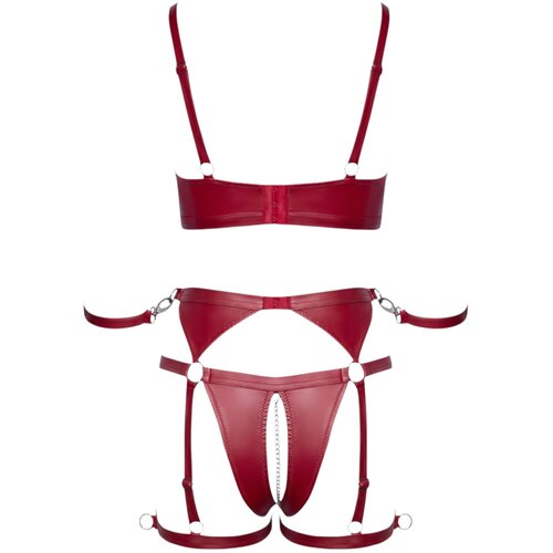 Cottelli Bondage sjajni grudnjak set s rukavicama (crvena) Slike