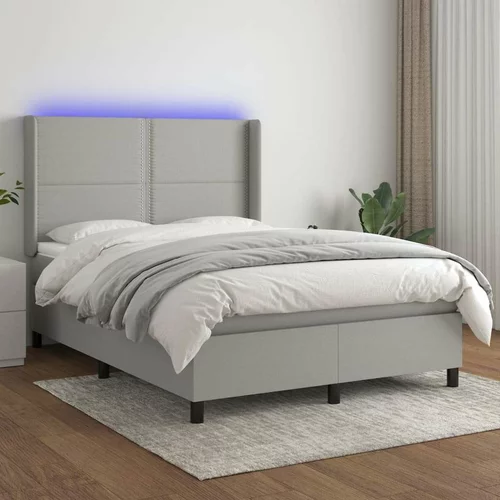  Box spring postelja z vzmetnico LED svetlo siva 140x190cm blago, (20724426)