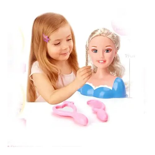 Magic Toys Glava bebe sa dugom plavom kosom u dvije vrste odjeće sa dodacima Cijene