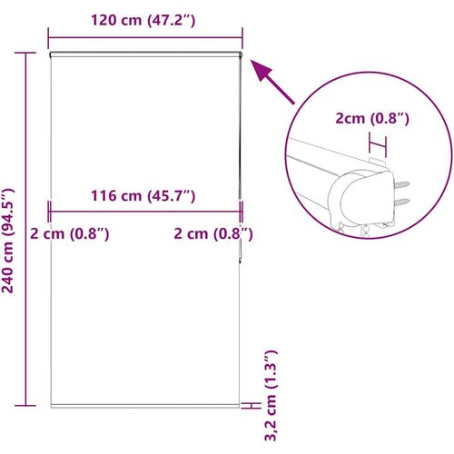 VidaXL Rolo zavjesa za tu&amp;scaron; s kazetom 120x240 cm &amp;scaron;irina tkanine 116 cm Slike