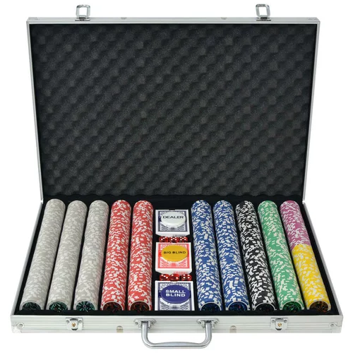 vidaXL Set za Poker s 1000 Laserskih Žetona Aluminijum