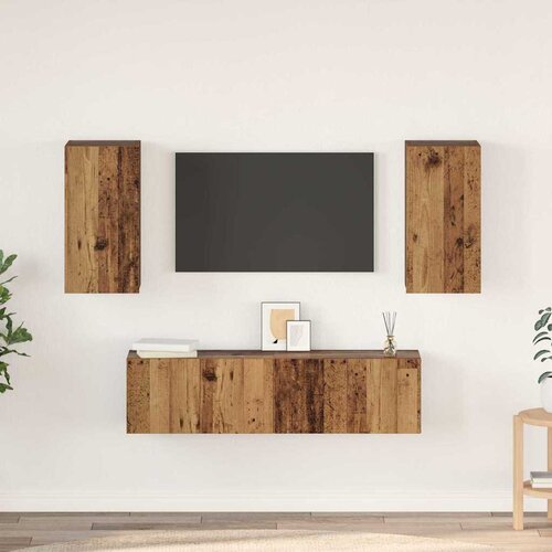 vidaXL Set TV komoda s policom Zidne s pohranom s vratima 4 pcs Staro drvo 60 x 30 x 30 cm Cijene