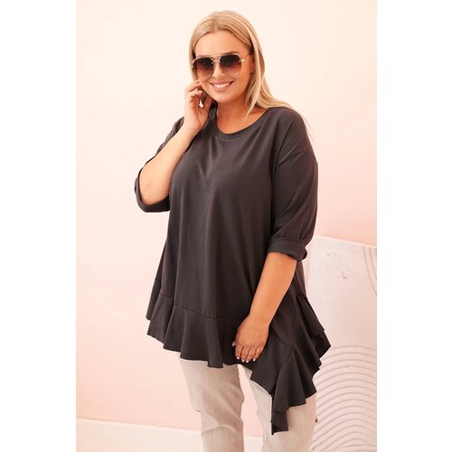 Kesi Włoski Women's Plus Size blouse with cotton, featuring a pocket and rolled sleeves kiwi Cene