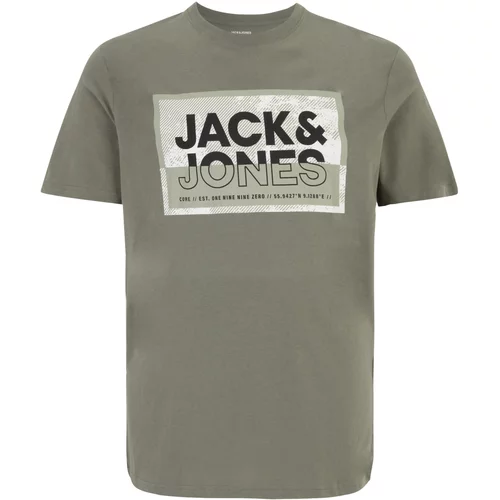 Jack & Jones Plus Majica 'LOGAN' maslinasta / crna / bijela