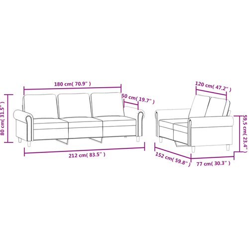  2-dijelni set sofa s jastucima ružičasti bar&amp;scaron;unasti Slike
