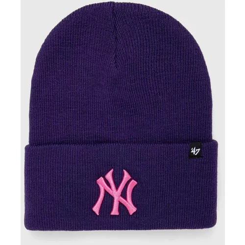 47 Brand Kapa MLB New York Yankees boja: ljubičasta, od debelog pletiva