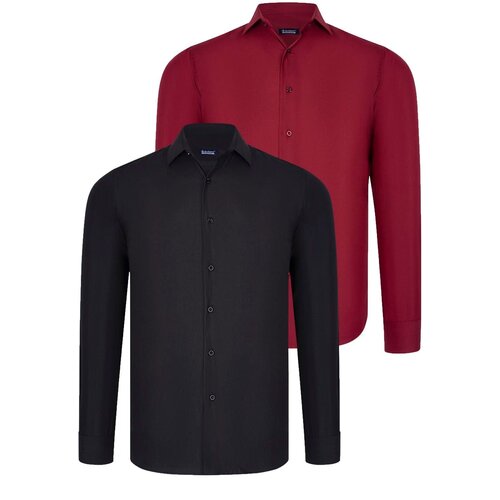 Dewberry DUAL SET G726 MENS SHIRTS-BLACK-BURGUNDY Slike