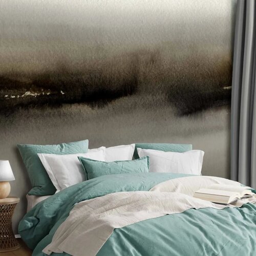  Foto tapeta - Diuna - abstract modern painting in grey with black pattern 150x105 Cene