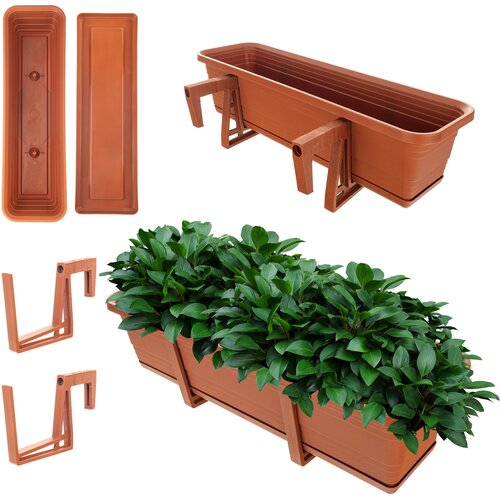 KADAX Balkonski cvetlični lonec, cvetlični lonec 60 cm, ročaji, stojalo, balkonska ograja, (5000353562) Slike