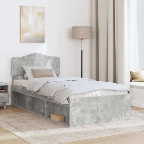  Okvir za krevet s uzglavljem Betonska siva 100 x 200 cm Slike
