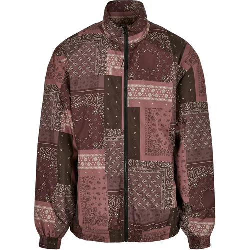 Urban Classics Prijelazna jakna tamno smeđa / ljubičasto crvena / bijela